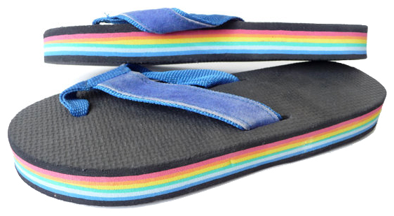 7's rainbow flip flops
