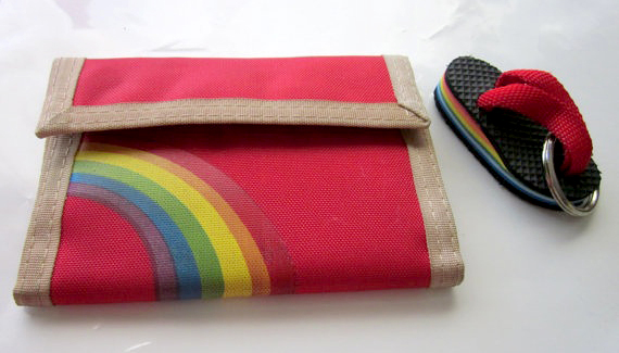 vintage 80's rainbow flip flops